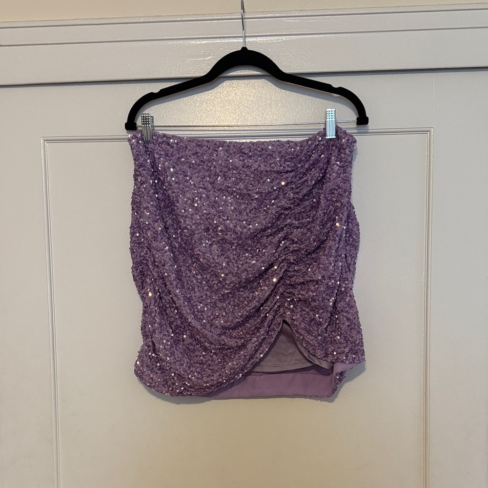 Retrofete Lavender Sequin Mini Skirt